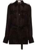 Saint Laurent Saharienne muslin mini dress - Brown