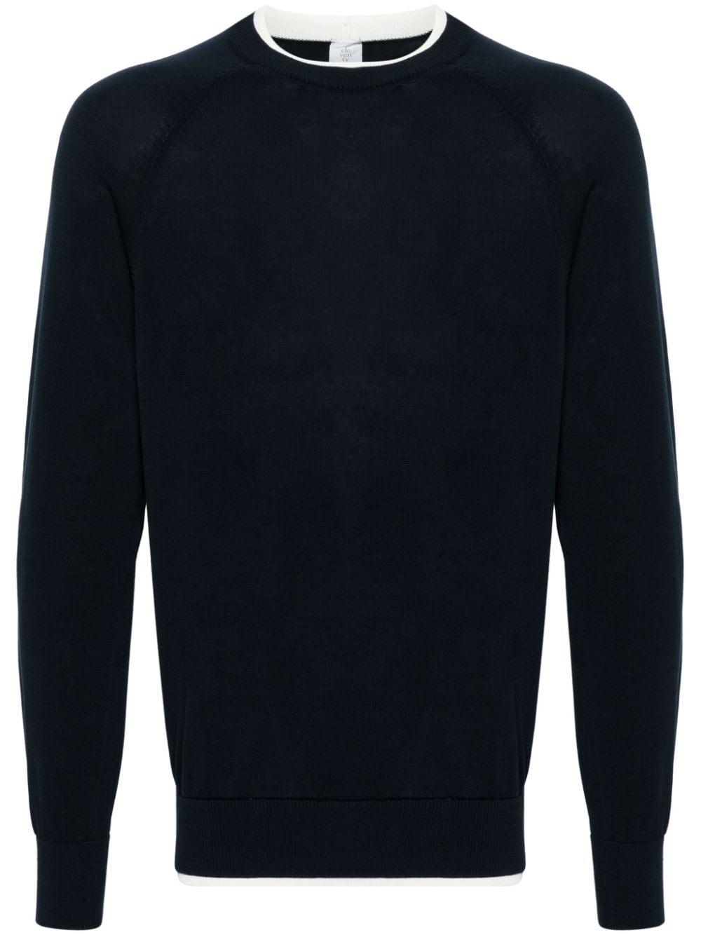 Eleventy Layered-trim Cotton Jumper In Blue