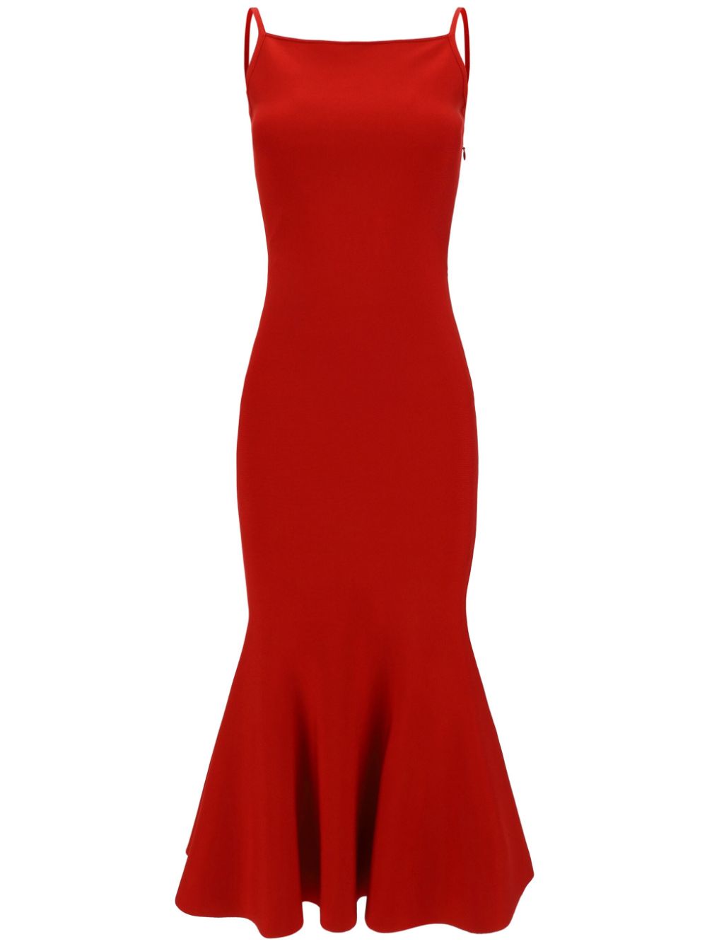 square-neck flared midi dress