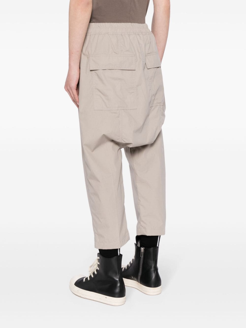Shop Rick Owens Lido Drop-crotch Cotton Trousers In Neutrals