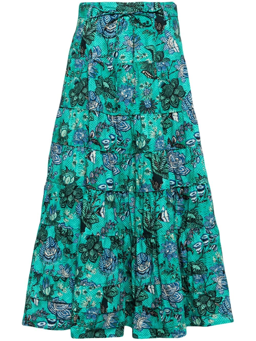 floral-print poplin maxi skirt