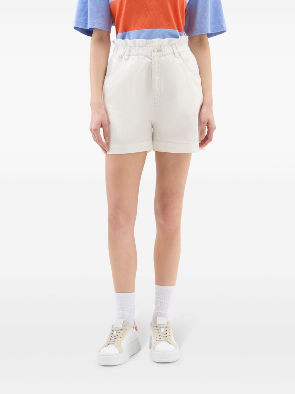 Woolrich Shorts met elastische taille en ringlets Wit