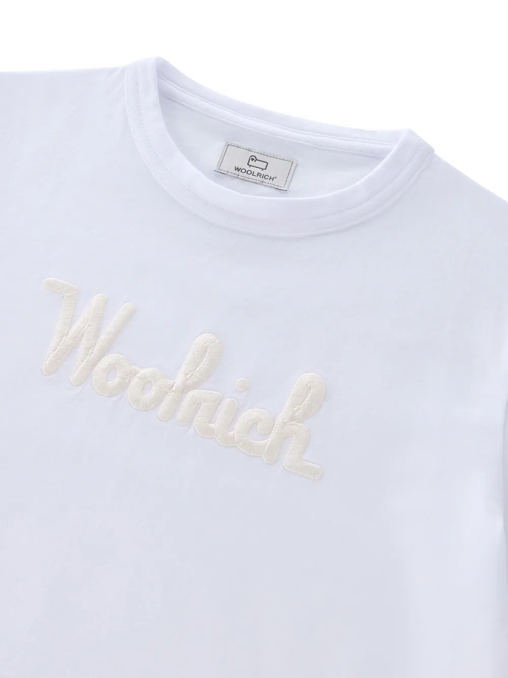 Shop Woolrich Logo-embroidered Cotton T-shirt In White