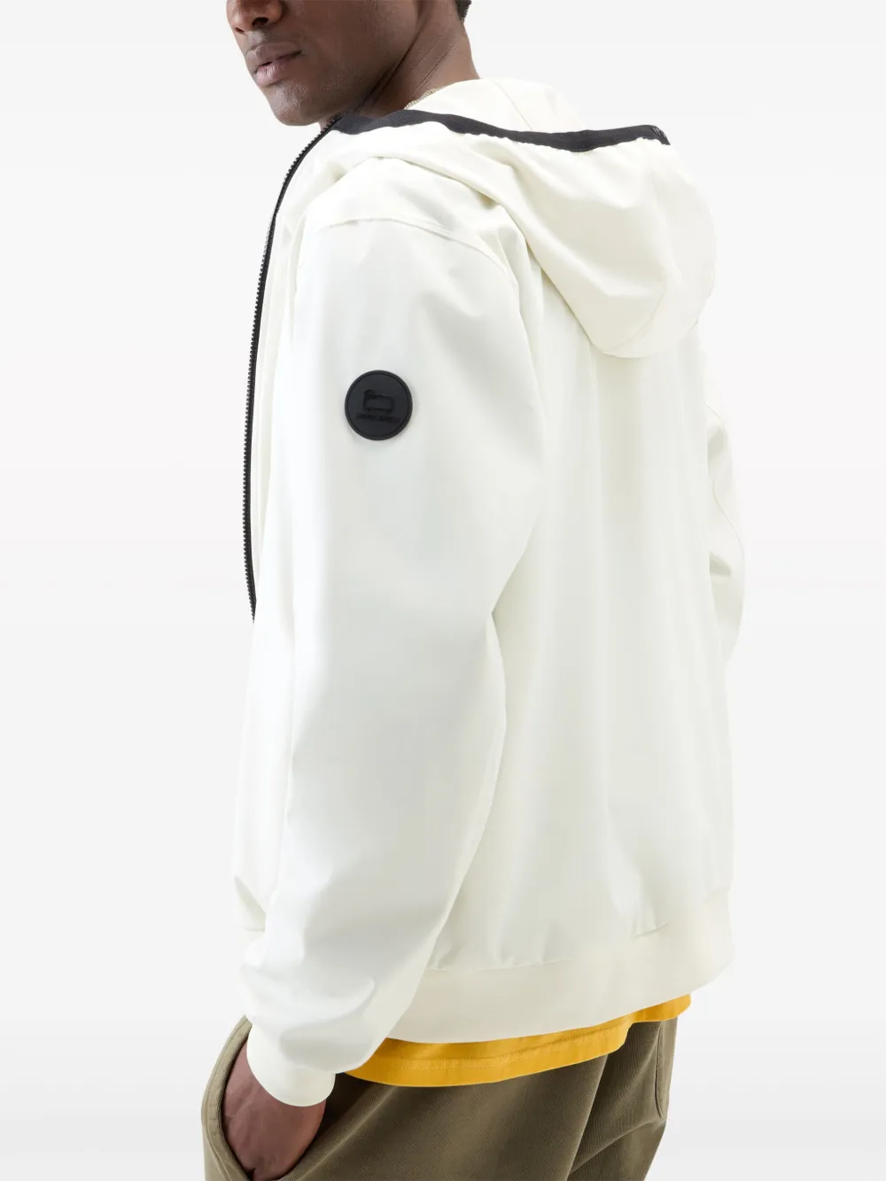 Shop Woolrich Softshell Hooded Jacket In White