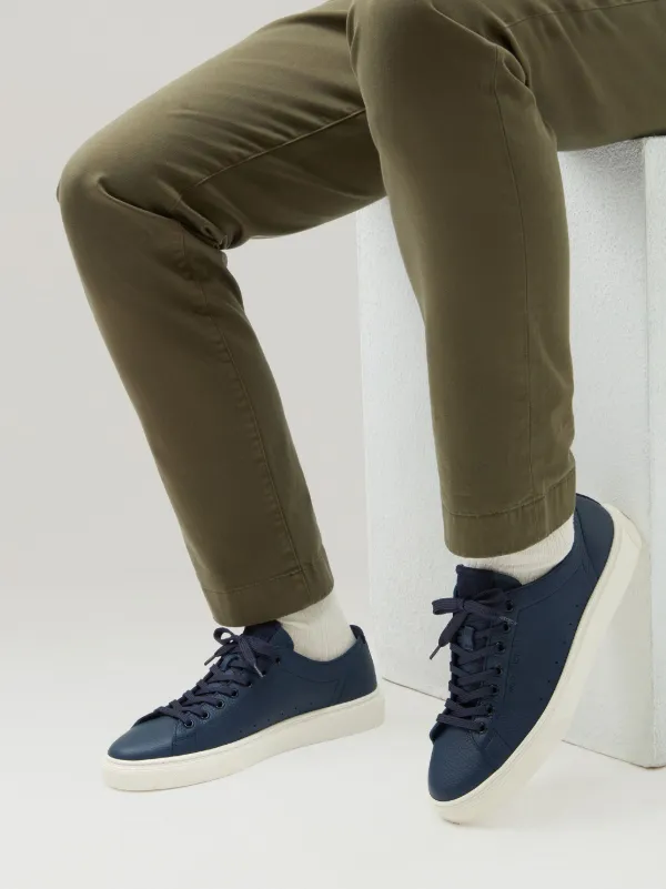Woolrich Cloud Court Leather Sneakers | Blue | FARFETCH