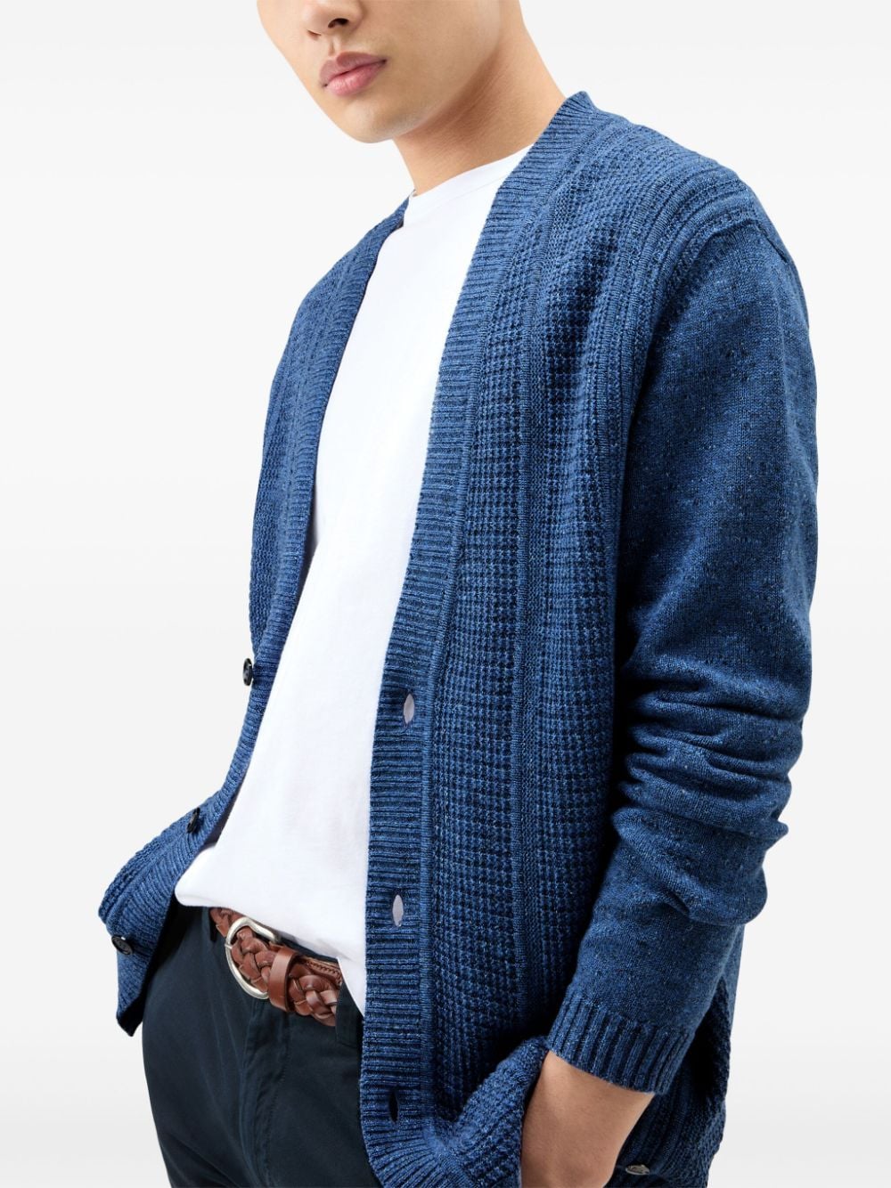Shop Woolrich Ribbed-knit V-neck Cardigan In Blue