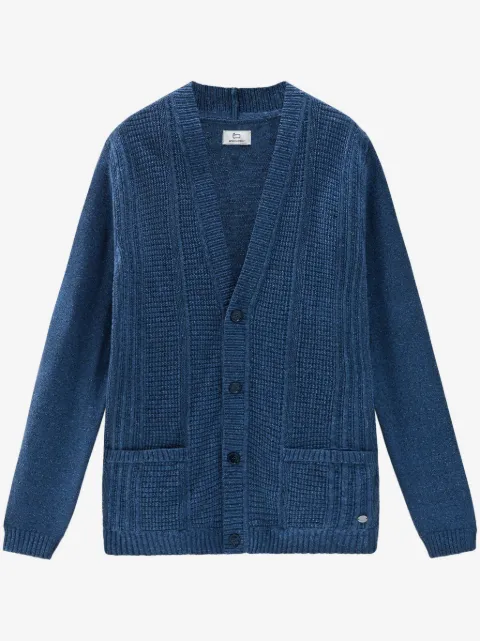 Woolrich cárdigan tejido de canalé con cuello en V