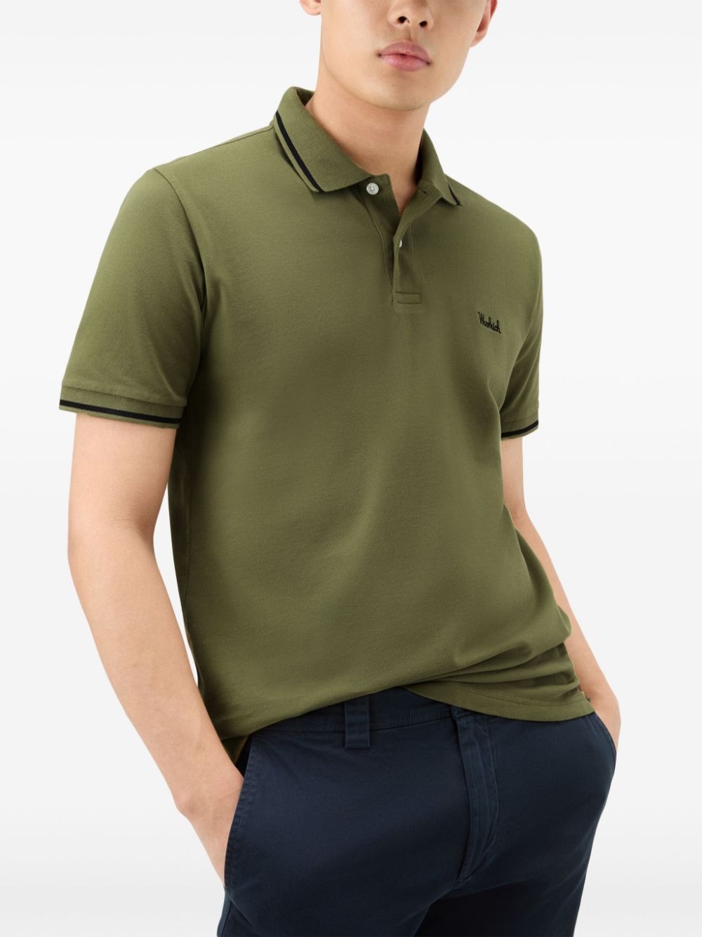 Shop Woolrich Monterey Cotton Polo Shirt In Green