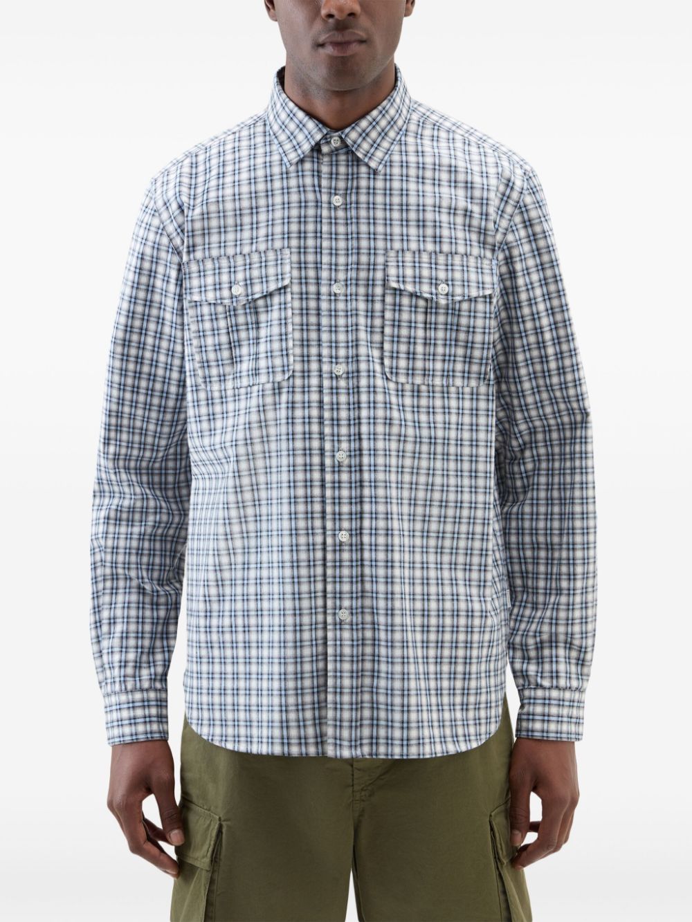 Shop Woolrich Checked Cotton Shirt In Blue