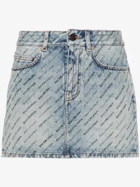 Balenciaga kort jeanskjol med logotyp