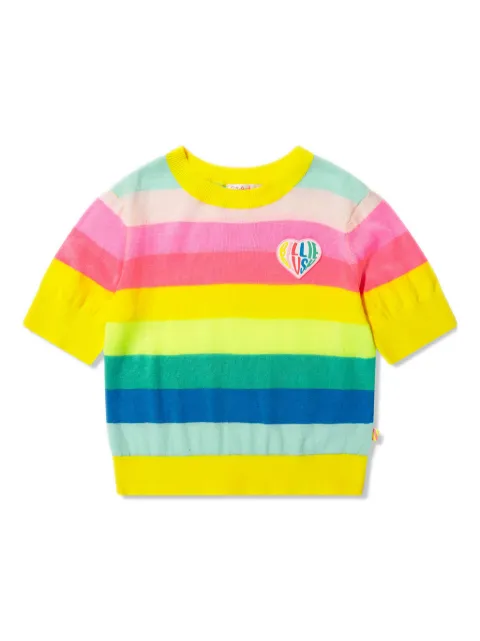 Billieblush logo-patch striped knit-cotton T-shirt 