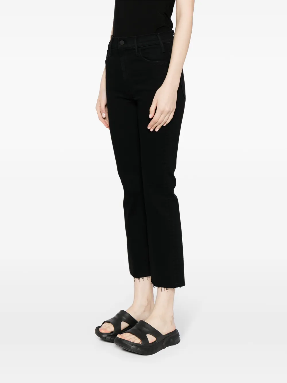 Shop Mother Cropped Flared Jeans In Black