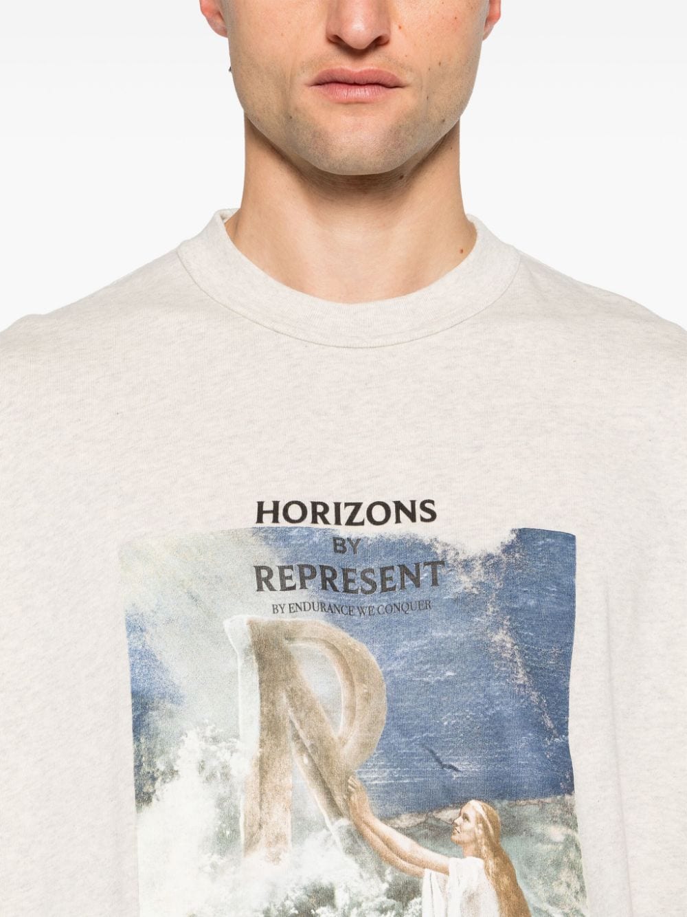 Shop Represent Higher Truth Cotton T-shirt In Neutrals