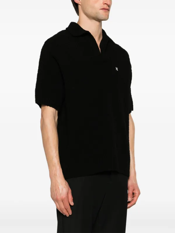 Tシャツ・カットソー Needles Men's Polo Short Sleeve Knit MR326-Black INSPIRE CHIC Men's Summer Casual Short Sleeve Solid Color