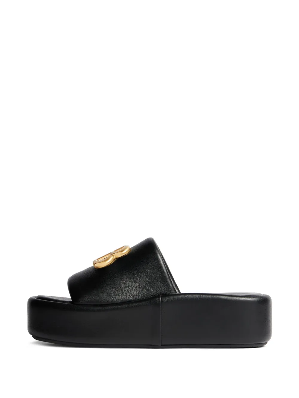 Shop Balenciaga Rise Logo-plaque Platform Slides In Black