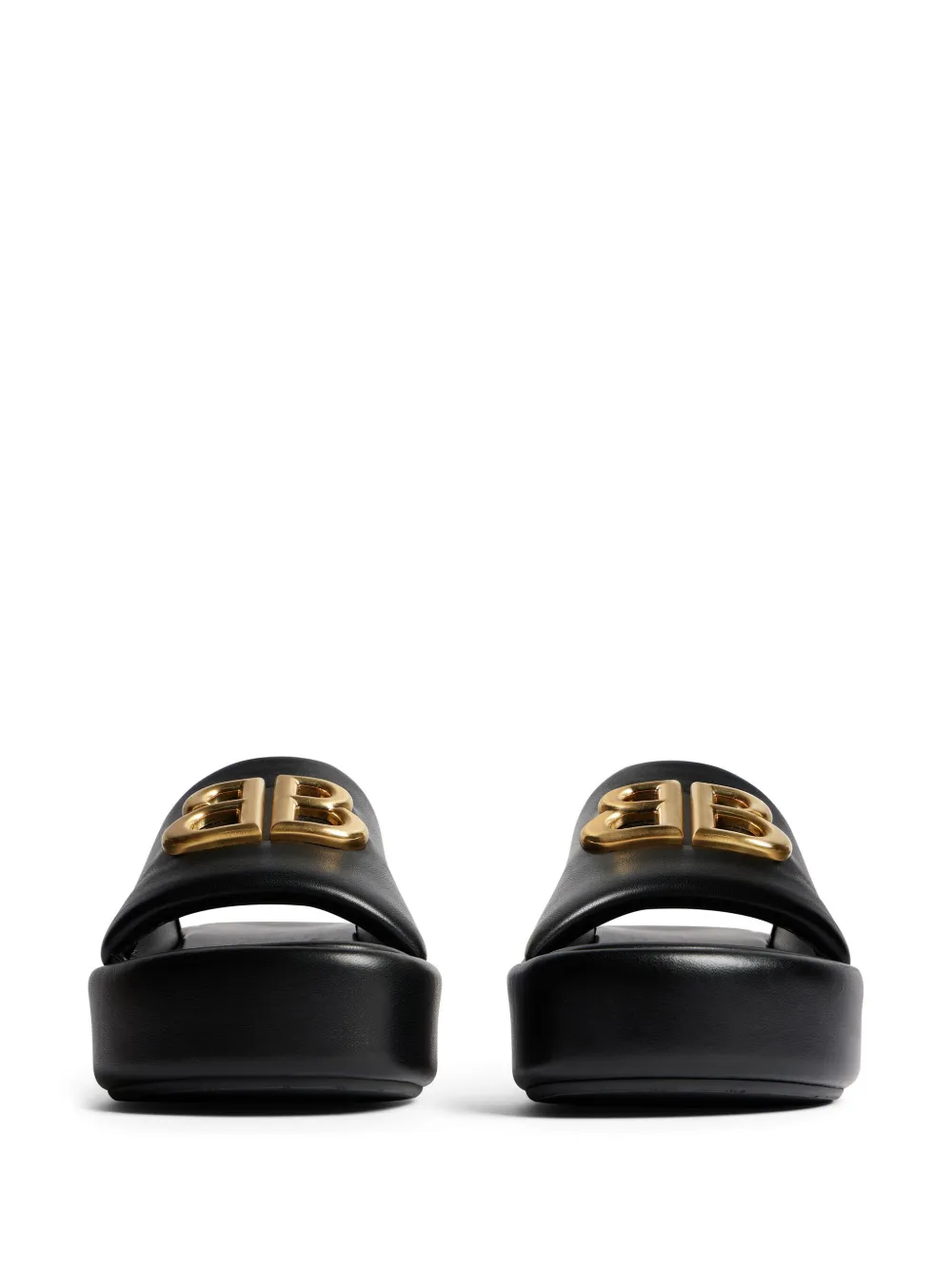 Shop Balenciaga Rise Logo-plaque Platform Slides In Black