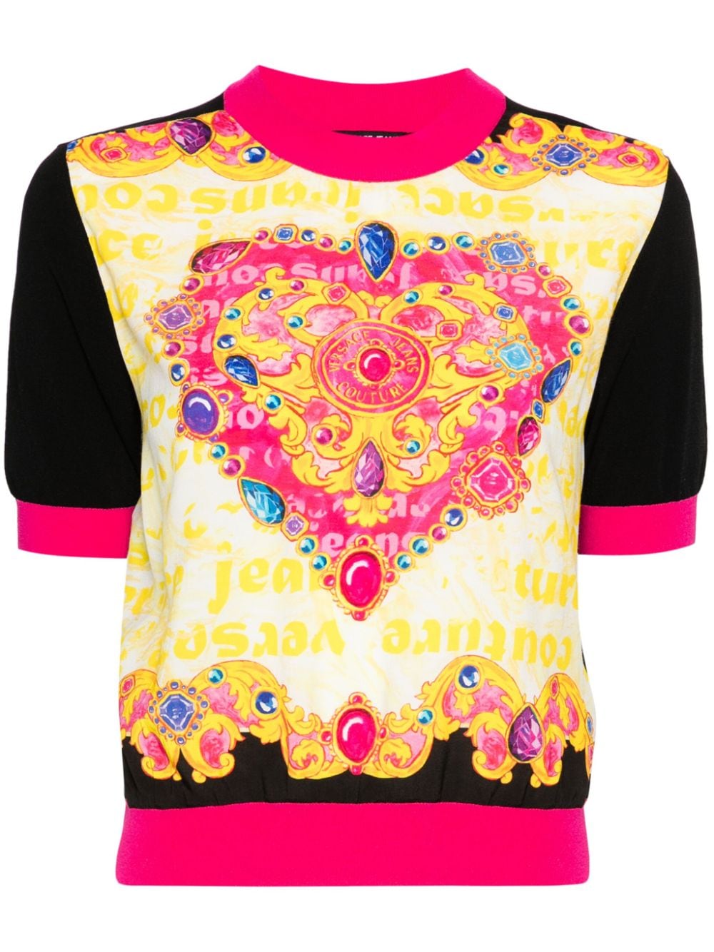 Versace Jeans Couture Heart-Couture-print ribbed top Zwart