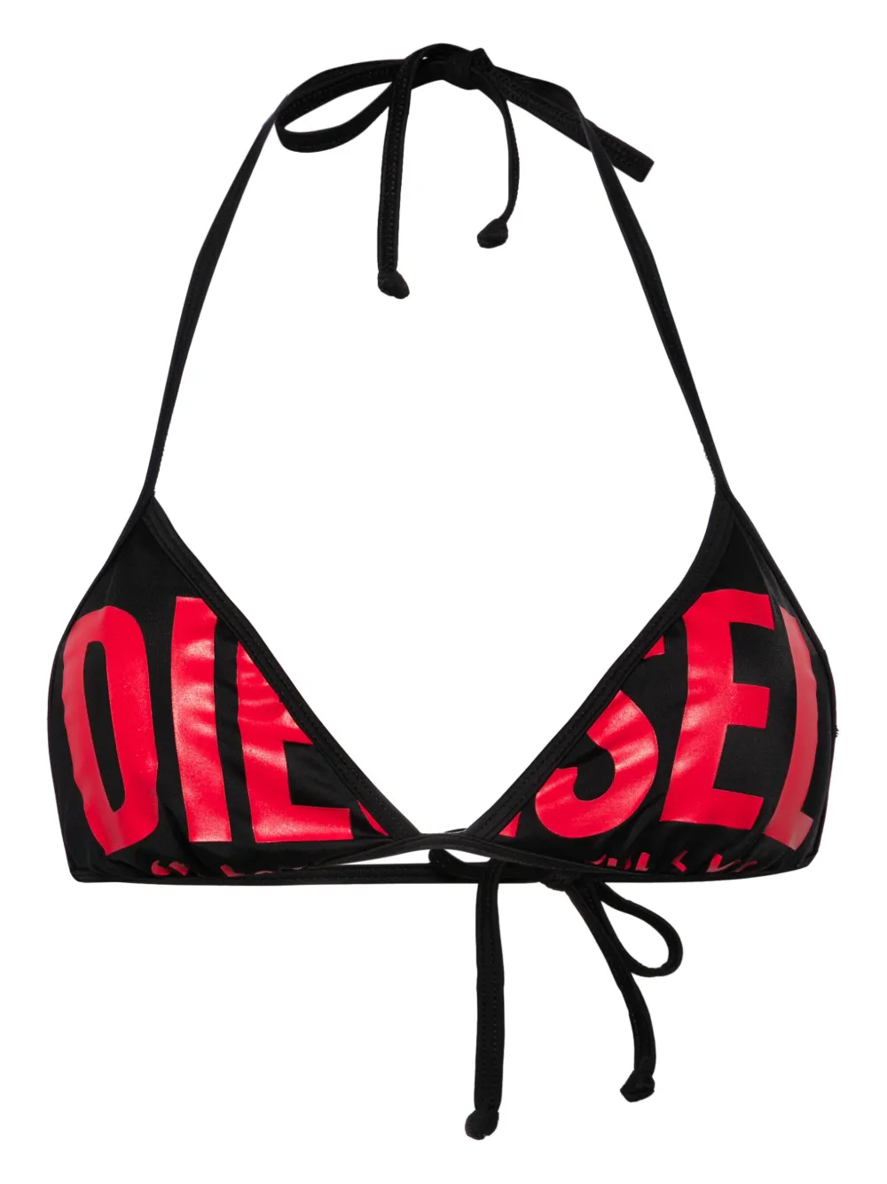 Diesel Bfb-sees Logo-print Bikini Top In Black