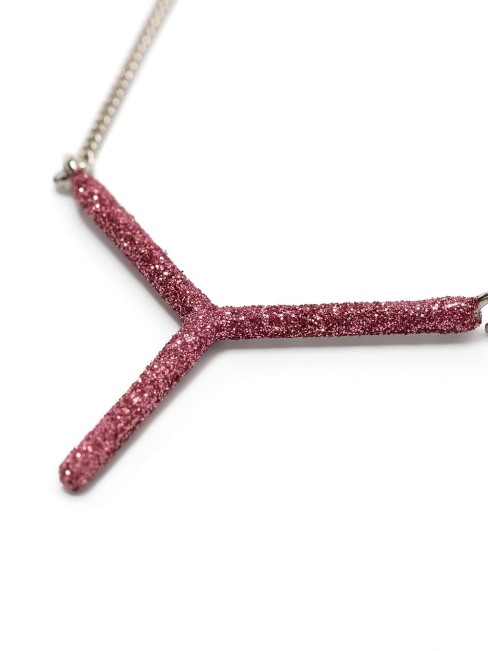 Shop Y/project Mini Y Glitter-detail Necklace In Silver