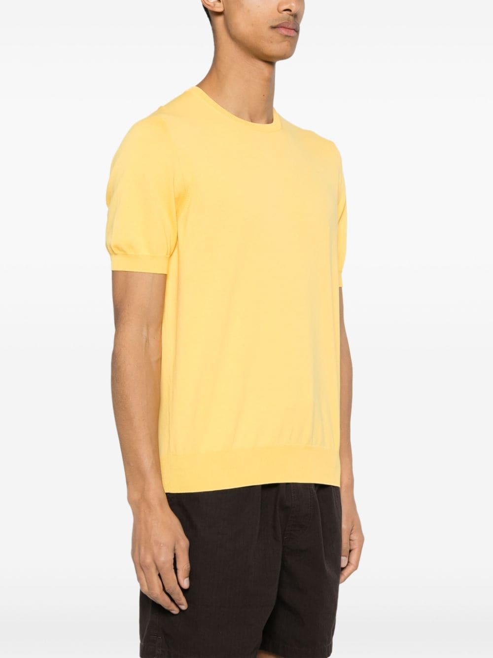Shop Fileria Short-sleeve Knitted Jumper In Yellow