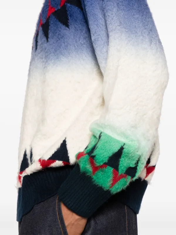 ⭐︎cotone 様⭐︎ Sacai patterned-jacquard Knitted Jumper | Blue | FARFETCH ID