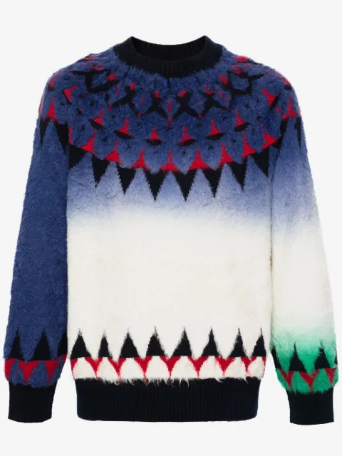sacai patterned-jacquard knitted jumper