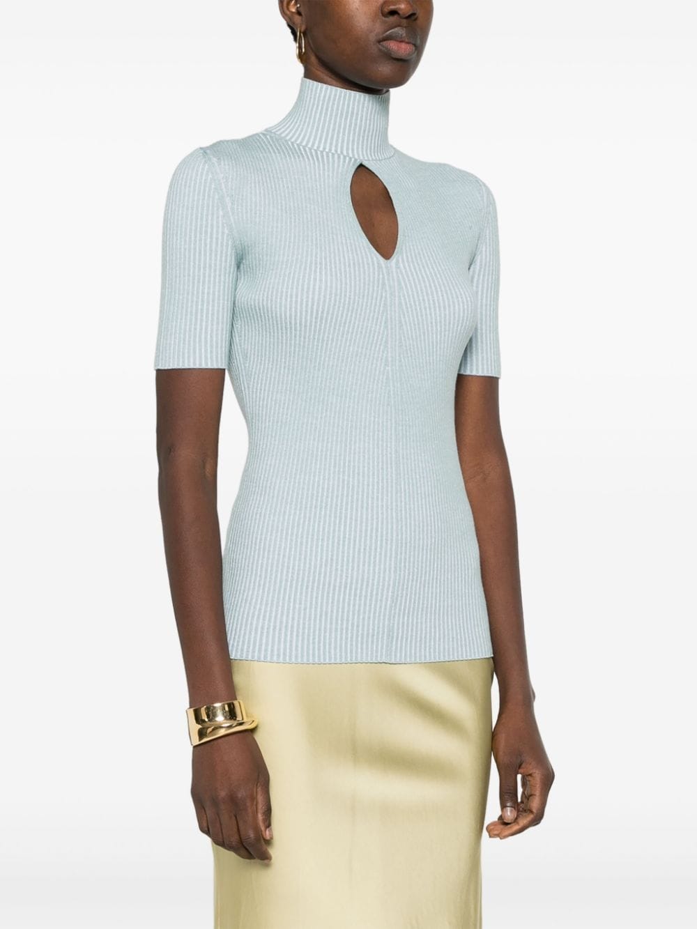 Shop Fendi Cut-out Detail Knitted Top In Blue
