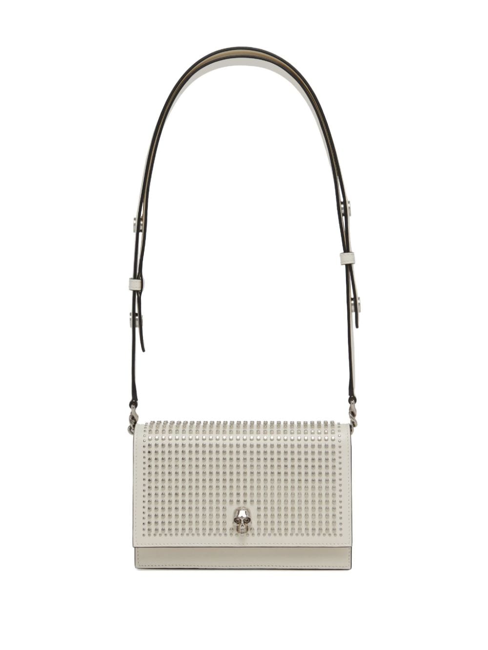 Shop Alexander Mcqueen Small The Biker Skull Shoulder Bag In White