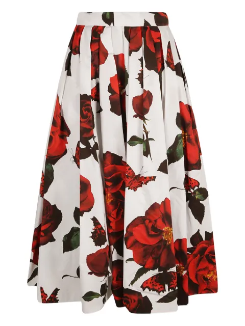Alexander McQueen Tudor Rose-print cotton skirt
