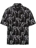 Represent Initial-embroidered cotton overshirt - Black
