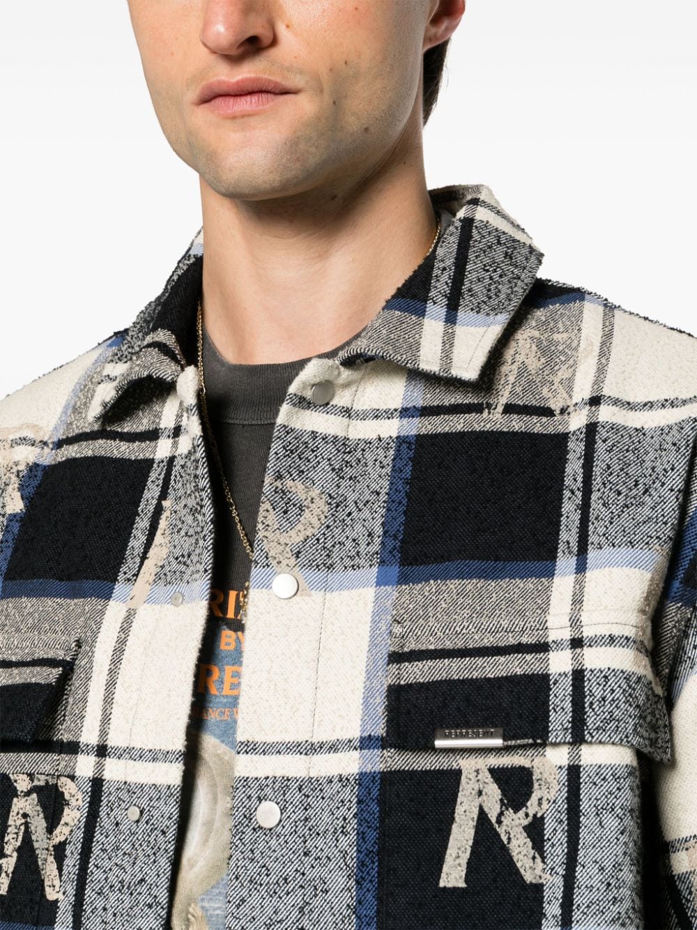 Shop Represent Checked Flannel Shirt In Blue