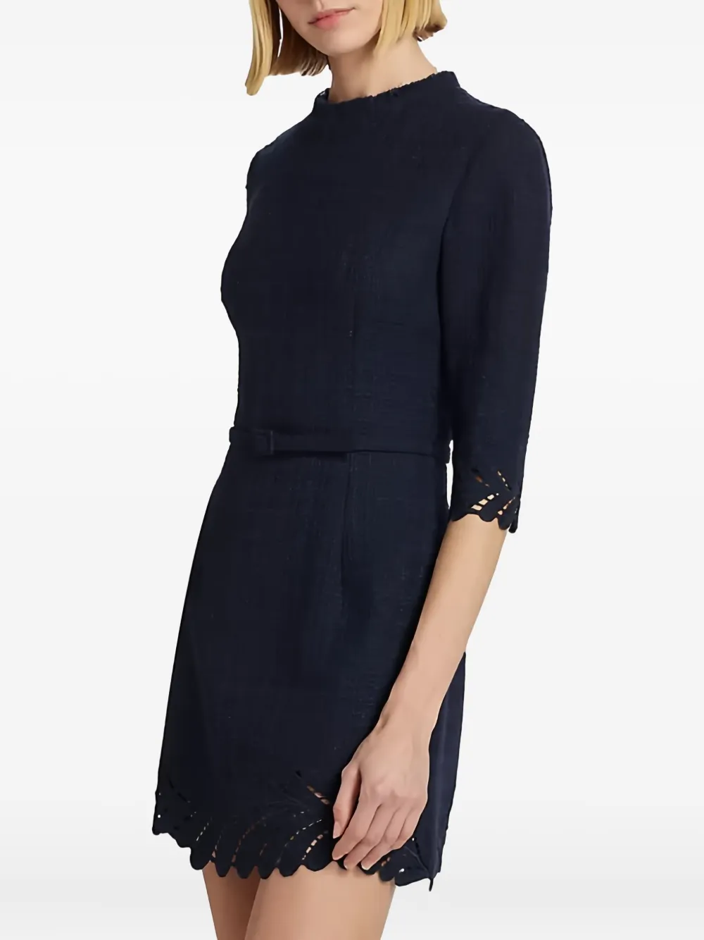 Oscar de la Renta bouclé-lace mini dress - Blauw
