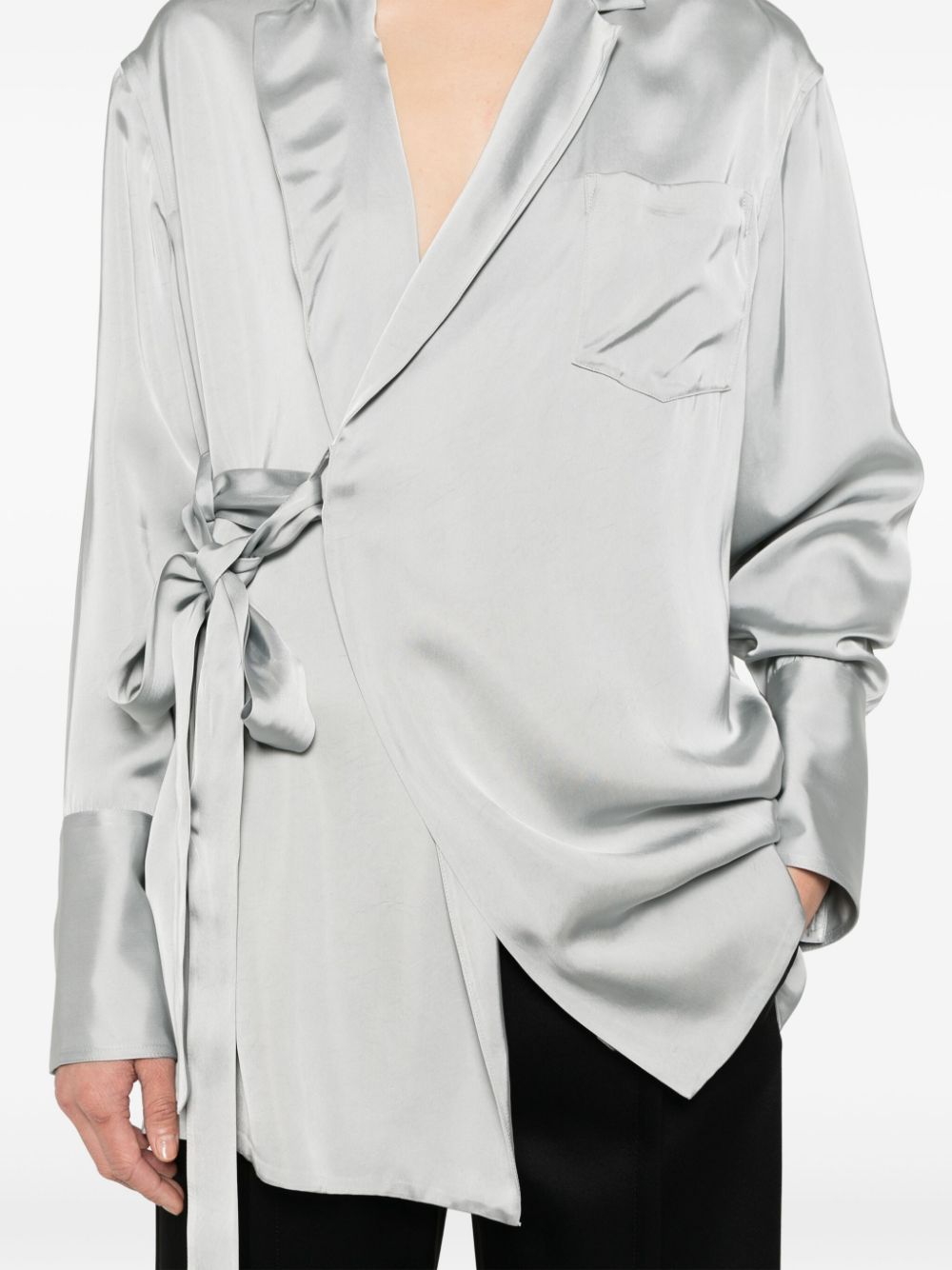Shop Fabiana Filippi Poplin Shirt Jacket In Grey