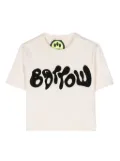 Barrow kids flocked-logo cropped T-shirt - Neutrals