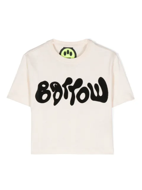 Barrow kids flocked-logo cropped T-shirt