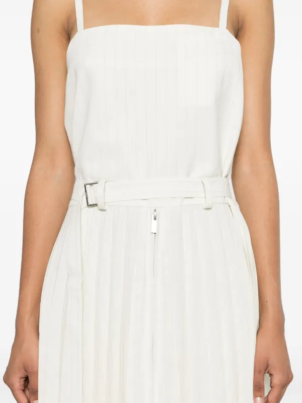 ワンピース SACAI Woman Dress White 2507845 151 Sacai Pinstriped Pleated Maxi Dress | White | FARFETCH