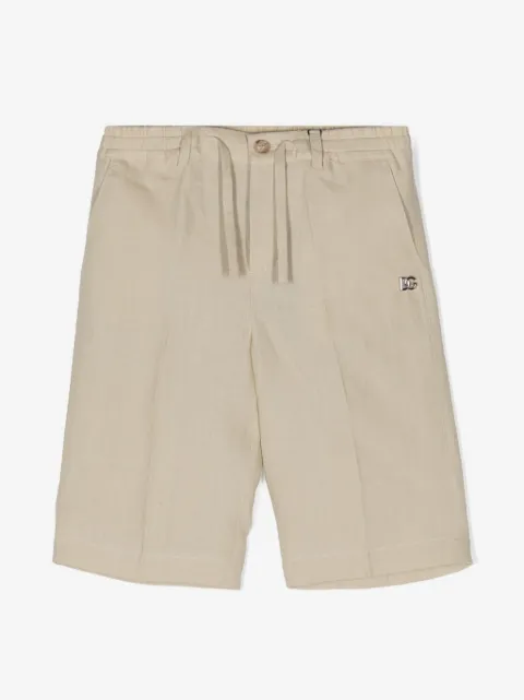 Dolce & Gabbana Kids logo-appliqué linen bermuda shorts