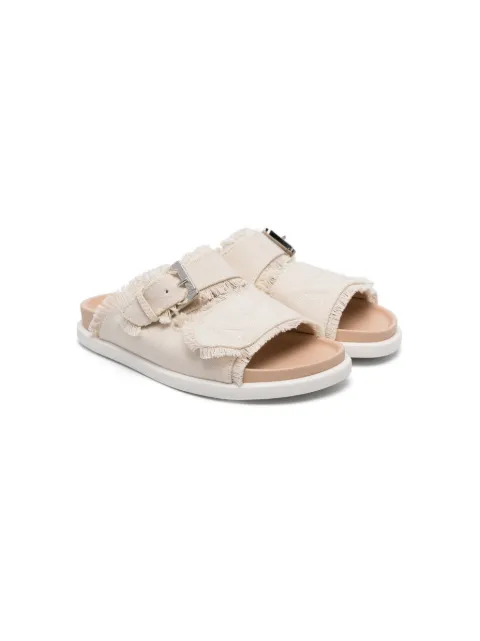 Nº21 Kids frayed-brim canvas sandals