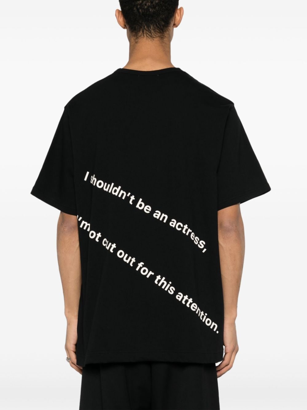 Yohji Yamamoto Katoenen T-shirt met print Zwart