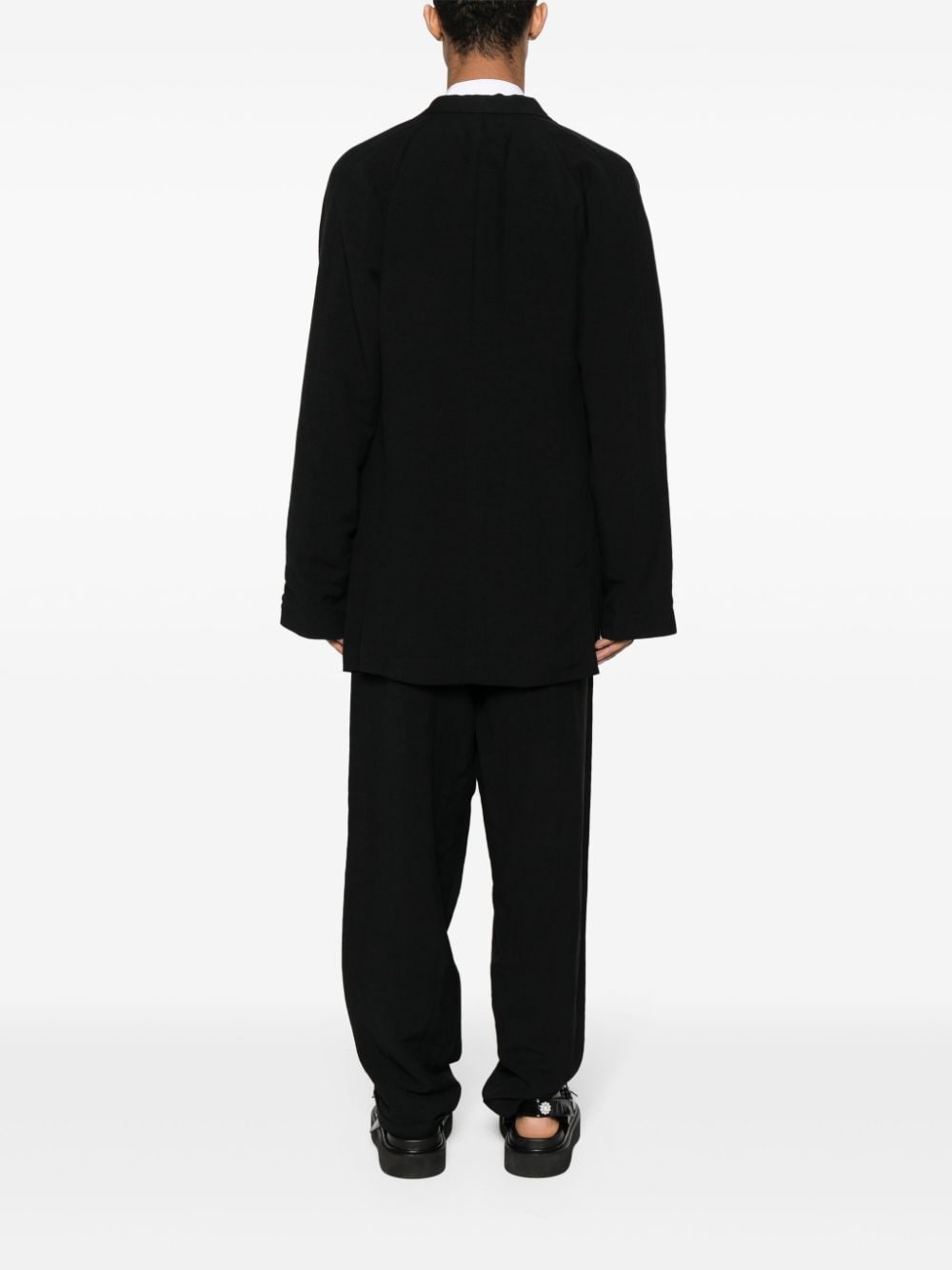 Shop Yohji Yamamoto Single-breasted Coat In Black