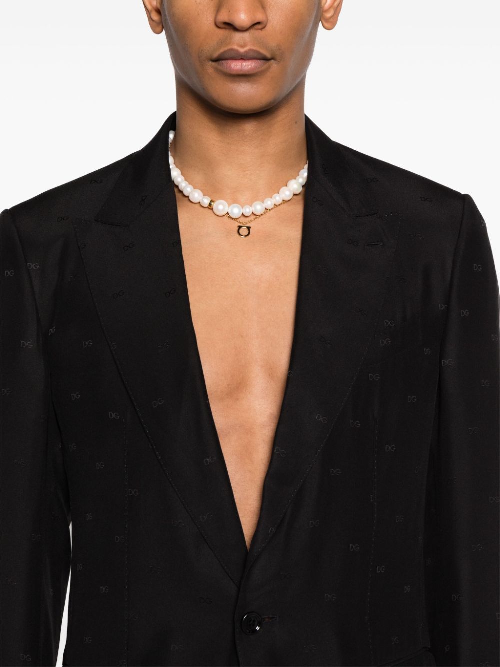 Shop Dolce & Gabbana Logo-jacquard Silk Blazer In Schwarz
