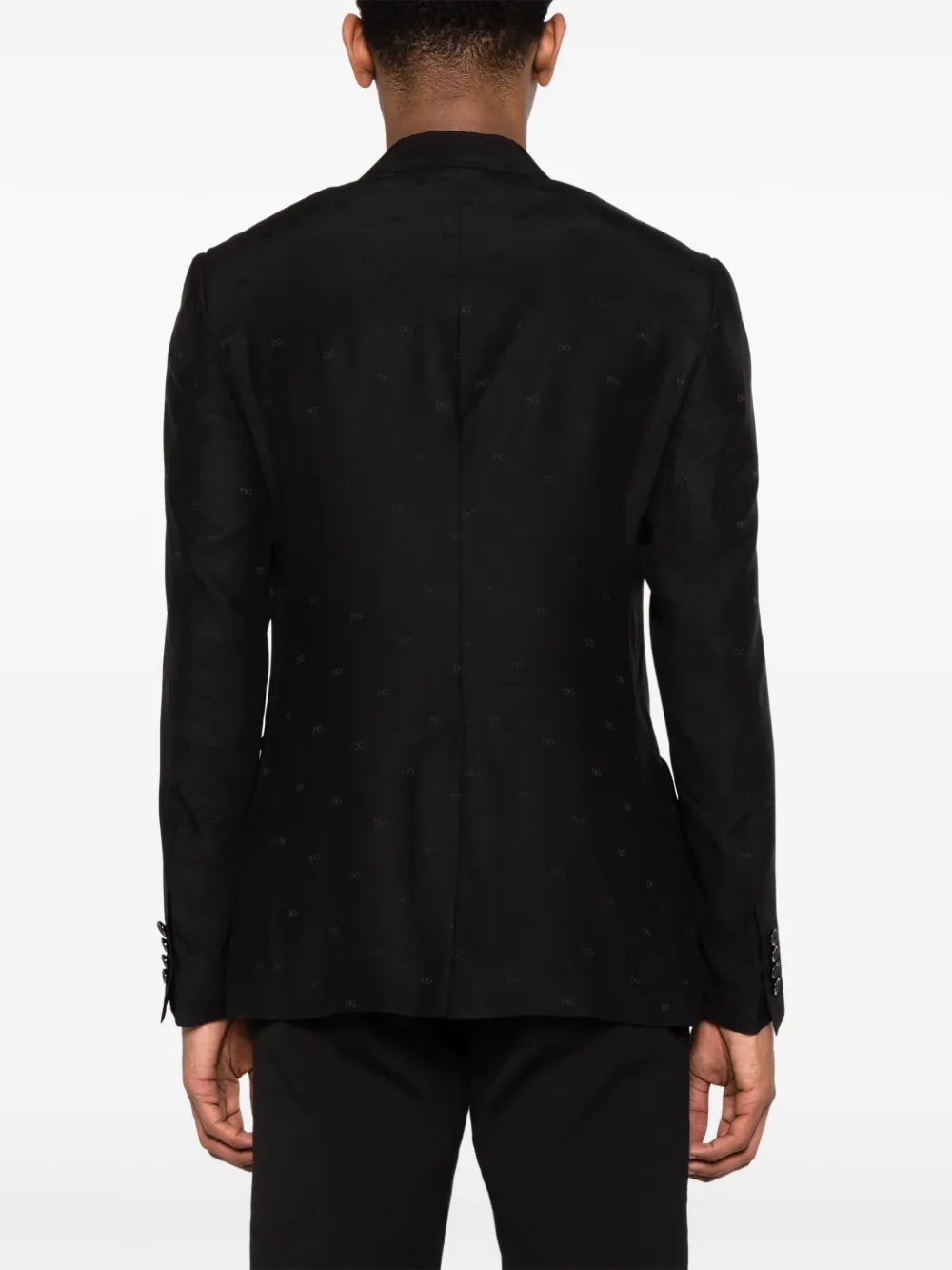 Shop Dolce & Gabbana Logo-jacquard Silk Blazer In Schwarz