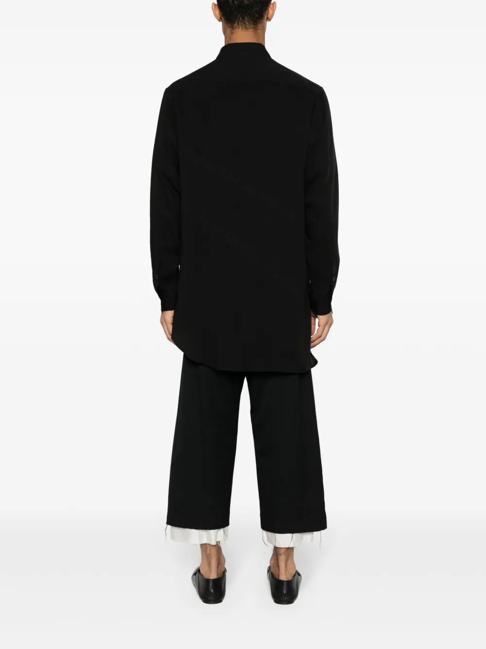 Shop Yohji Yamamoto Asymmetric Poplin Shirt In Black