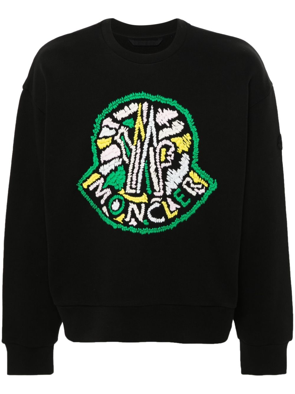 Shop Moncler Logo-embroidered Cotton Sweatshirt In Black