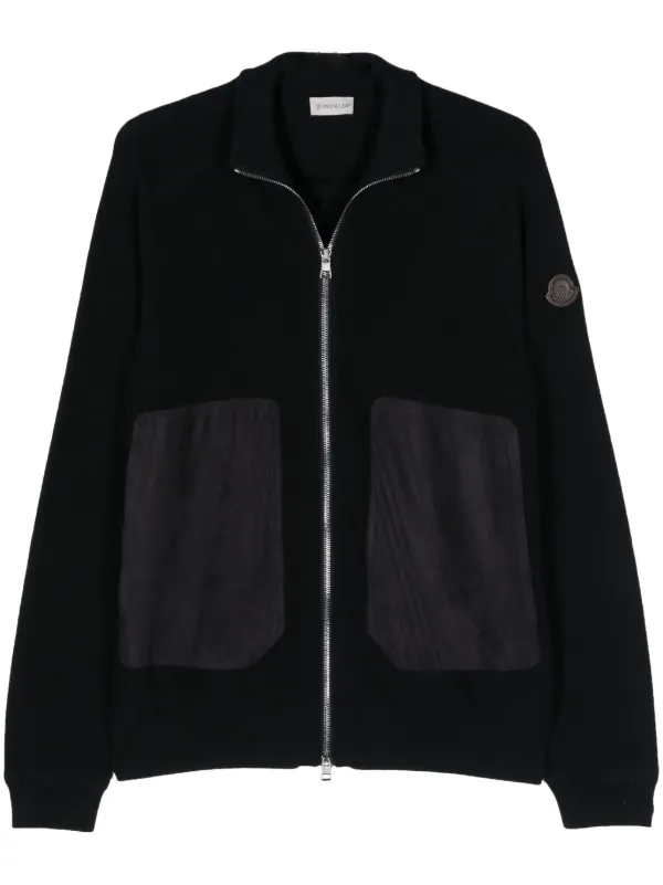 Moncler Cardigan Com Recorte De Camurça | Azul | FARFETCH BR
