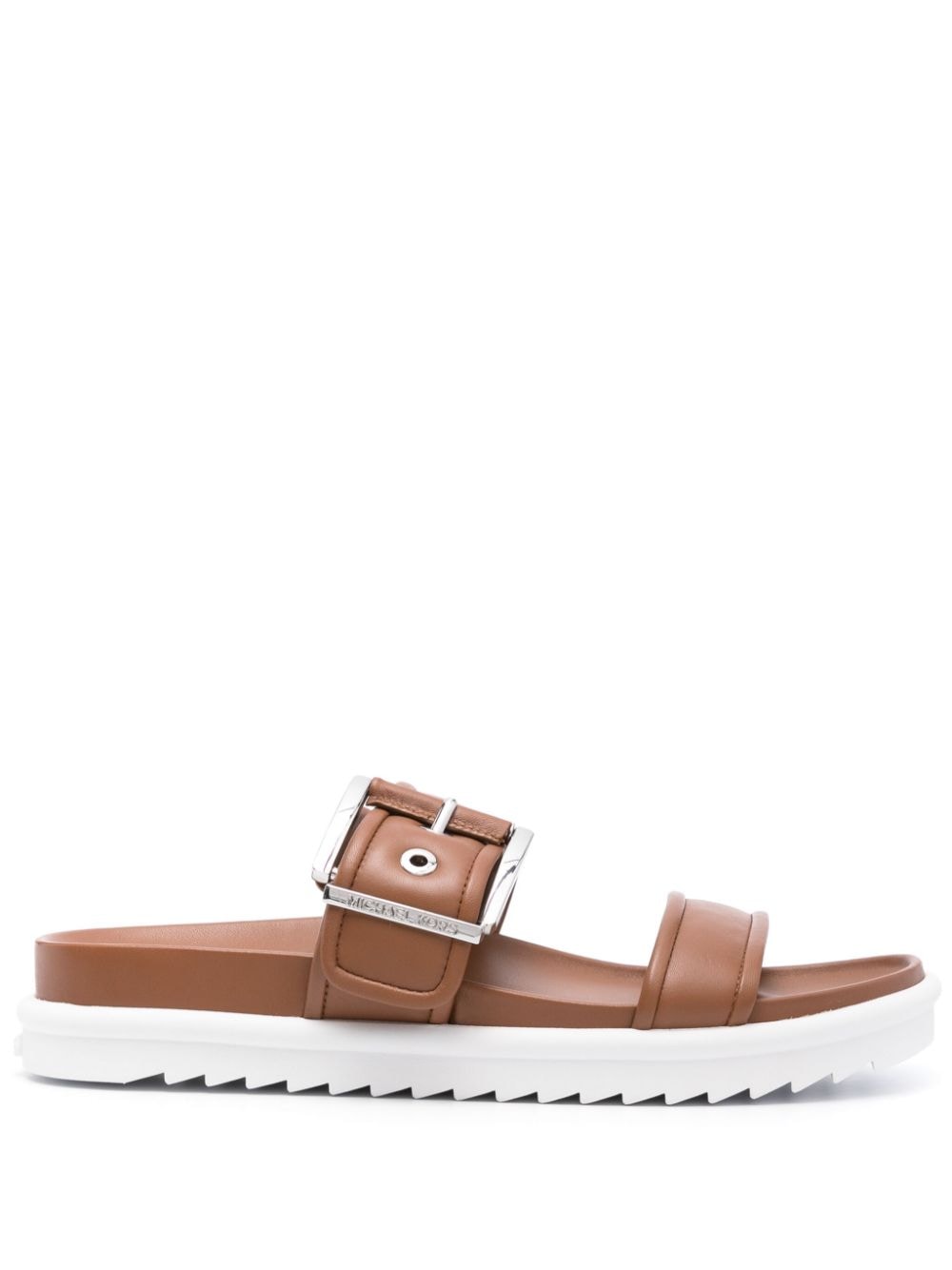 Shop Michael Michael Kors Colby Leather Slide Sandal In Brown