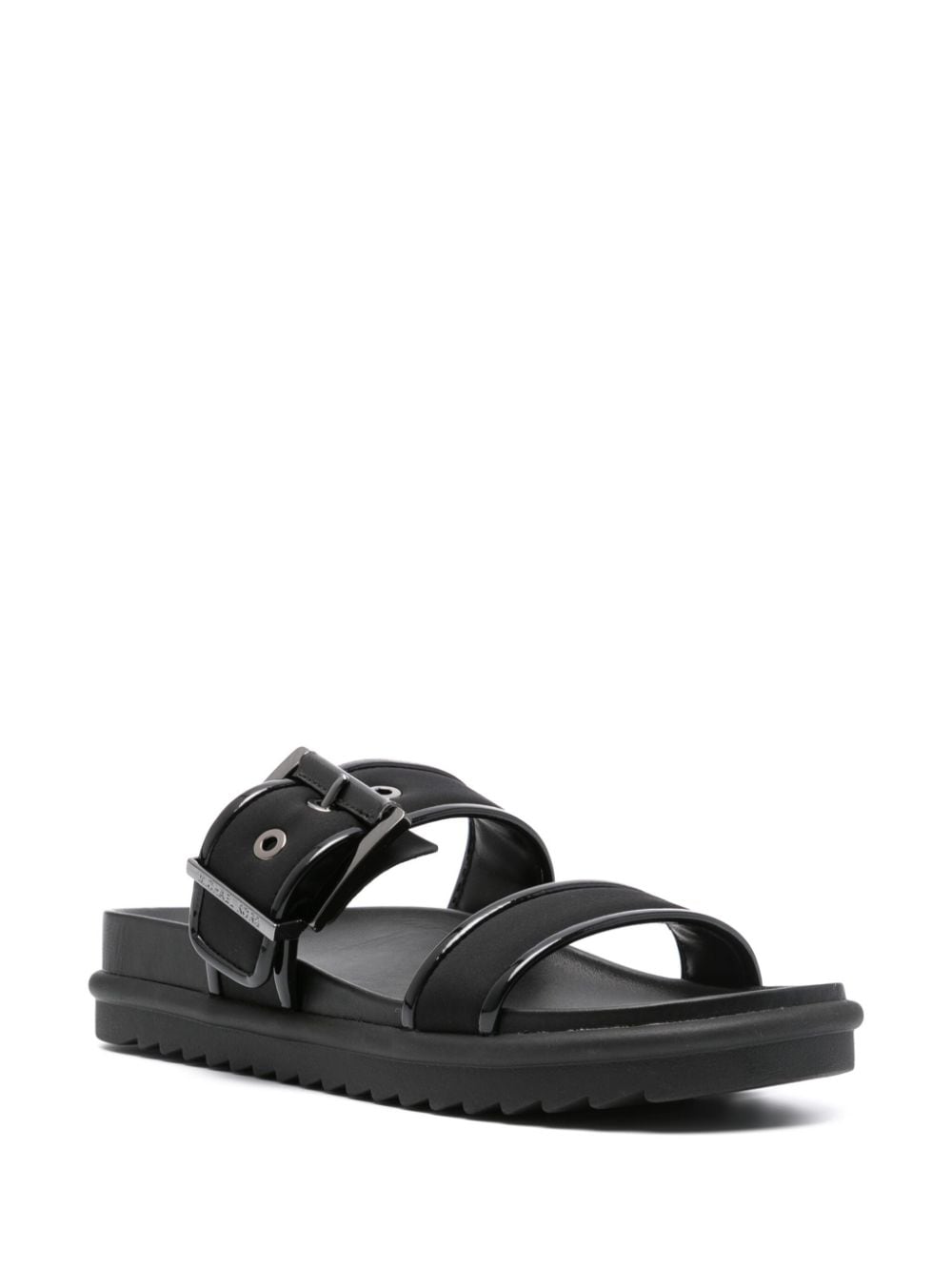 Shop Michael Michael Kors Colby Leather Slide Sandal In Black