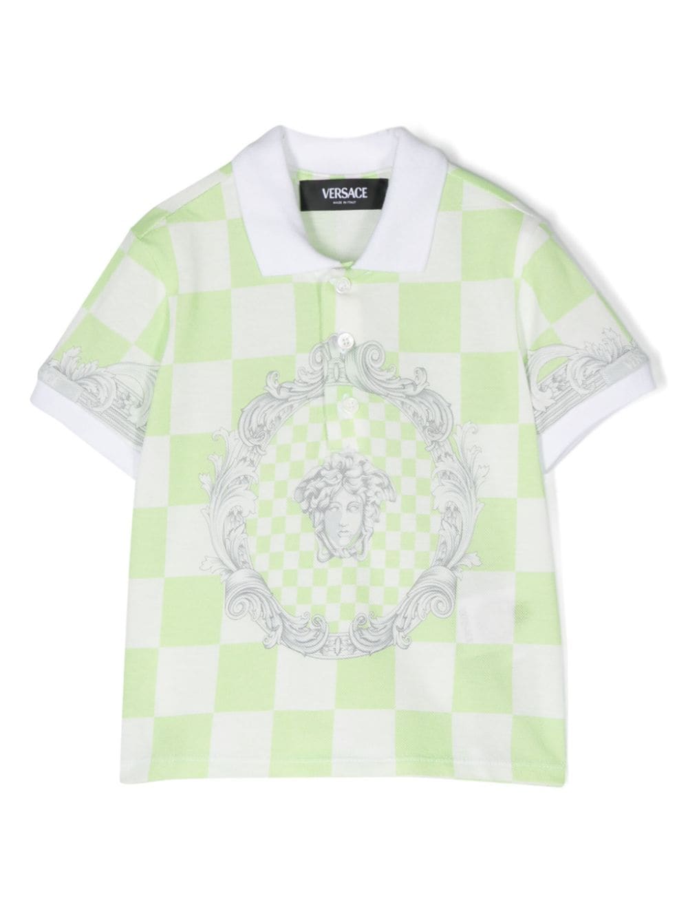 Versace Babies' Medusa Contrasto Print Polo Shirt In Green