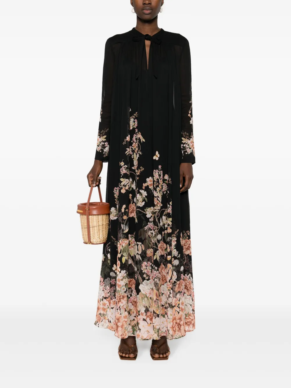 Shop Zimmermann Natura Sheath Maxi Dress In Black