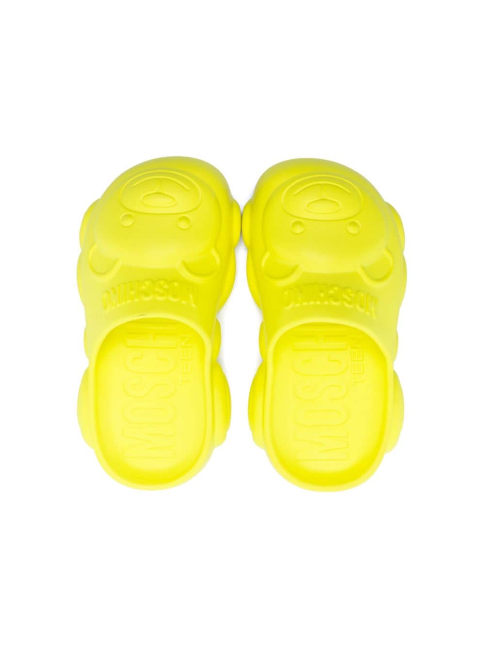 Shop Moschino Teddy Bear Chunky Slippers In Yellow